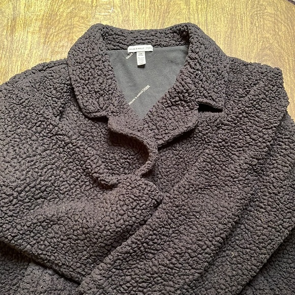 Pink Chloe x Halle Black Oversized Long Open Front Coat Size Large - Picture 17 of 17